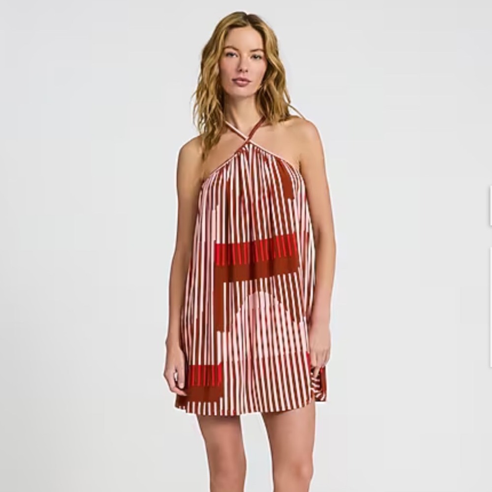 Express Printed Halter Sleeveless Mini Dress Womens Xsmall Striped Boho Dainty